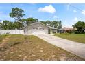 Well-kept single-story home showcasing an attached garage, driveway, and green front lawn at 3353 Montano Ave, Spring Hill, FL 34609