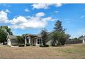Traditional home featuring a well-manicured front lawn and classic architectural details at 37437 Laurel Hammock Dr, Zephyrhills, FL 33541