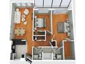 Spacious two-bedroom floor plan featuring a kitchen, two bathrooms, and a living area at 4805 Alt 19 # 421, Palm Harbor, FL 34683