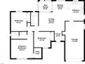 Layout of a house showcasing the arrangement of the bedrooms, kitchen, and living room at 7517 Oxwood St, North Port, FL 34287