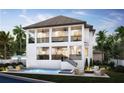 Expansive home backyard with a swimming pool, jacuzzi, outdoor fire pit and lounge seating, and a covered patio at 4 W Spanish Main St, Tampa, FL 33609