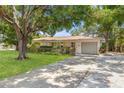 Charming single-story home with a well-maintained lawn, tree coverage and a long driveway leading to a garage at 4465 1St Ne Way, St Petersburg, FL 33703