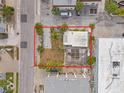 Overhead view of a property outlining a coastal home with screened in pool, with proximity to shops and restaurants at 101 11Th Ave, St Pete Beach, FL 33706