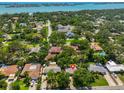 Expansive aerial view of a neighborhood showcasing lush trees and a waterfront view in the distance at 1500 Robinson N Dr, St Petersburg, FL 33710