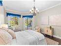 Bright main bedroom with access to the pool and spa area at 4690 Wrentham Pl, Palm Harbor, FL 34685