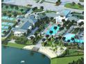 An aerial perspective showcasing a resort-style pool, tennis courts, and waterfront access at 11470 Myakka Blue Dr, Venice, FL 34293