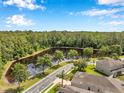 Scenic aerial shot featuring a tranquil pond surrounded by lush greenery, offering a serene and picturesque neighborhood view at 12831 White Bluff Rd, Hudson, FL 34669