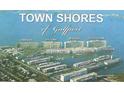 Panoramic aerial view of Town Shores of Gulfport community highlighting its waterfront location and building layout at 5925 Shore S Blvd # 602, Gulfport, FL 33707
