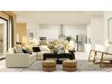 Open-concept living room featuring modern decor, neutral color palette, and lots of natural light at 6837 E 115Th St, Palmetto, FL 34221
