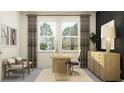 Inviting home office setup with dual windows, comfortable seating, and a modern workspace at 7524 E 116Th St, Palmetto, FL 34221