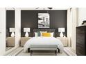 Stylish bedroom with a comfortable bed, nightstands with lamps, and a monochrome art piece creates a serene atmosphere at 8904 Gulf Shore Ter, Parrish, FL 34219