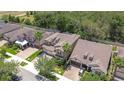 Aerial view of homes in a quiet neighborhood with mature trees and well-manicured lawns at 11205 Lark Landing Ct, Riverview, FL 33569