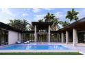 Beautiful backyard pool with integrated spa and covered patio, perfect for enjoying outdoor living and entertaining at 19211 Gunn Hwy, Odessa, FL 33556