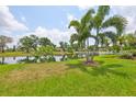 Expansive backyard with lush green grass, mature trees, and a tranquil lake view, perfect for outdoor enjoyment at 815 Silverthorn Ln # 0, Sun City Center, FL 33573