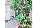 Inviting entryway showcases blooming tree and stone path leading to the front door at 1415 Beach Club, Apollo Beach, FL 33572