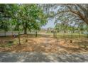 Inviting front yard with mature trees and gated entrance, showcasing the property's curb appeal and privacy at 8908 Hixon Rd, Tampa, FL 33626