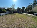 Open backyard featuring green grass and a white picket fence at 943 7Th N St, St Petersburg, FL 33701
