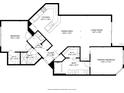 Detailed floor plan with dimensions, showcasing the layout of the home's kitchen, living, and bedroom areas at 6085 Bahia Del Mar Blvd # 106, St Petersburg, FL 33715