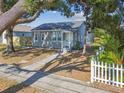 Cozy one-story home with a covered entry and tidy front yard, shaded by mature trees at 3535 16Th N St, St Petersburg, FL 33704