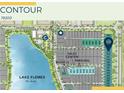 Community map showcasing proximity to Lake Flores, sales center, models, and nearby streets at 4531 Gardner St, Bradenton, FL 34210