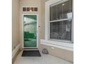 Inviting entryway featuring a glass paneled door, neutral exterior and convenient access for visitors to enter the home at 3205 Audubon Ct, Tarpon Springs, FL 34688