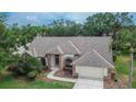 Aerial view of home showcasing mature trees, landscaping, and brick accents at 2413 Buckhorn Run Dr, Valrico, FL 33596