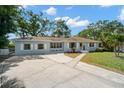 Inviting single-story home with a manicured lawn and a light blue exterior on a sunny day at 1400 23Rd S Ave, St Petersburg, FL 33705