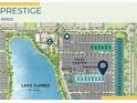 Community map showcases the location near a lake, a sales center, and various models at 7610 Addison Ave, Bradenton, FL 34210