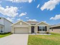 Lovely single-Gathering home with a two-car garage, neutral-colored exterior, and well-maintained landscaping at 8891 Bower Bass Cir, Wesley Chapel, FL 33545