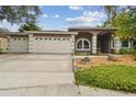 Traditional home with a well-maintained lawn and two-car garage at 160 Sage Cir, Crystal Beach, FL 34681