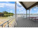 Picturesque pier extending over calm lake waters, offering a tranquil escape, complete with picnic table and railings at 3317 Nakora Dr, Tampa, FL 33618