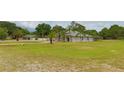 Spacious green yard with palm trees, an American flag, and a view of the home's exterior at 12501 Palomino Ct, Tampa, FL 33626