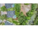 Aerial view of home featuring a pool, solar panels, and a lush, green landscape at 5109 Hartwell Loop, Land O Lakes, FL 34638