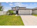 Charming two-story home showcasing a well-manicured lawn, two-car garage, and neutral color scheme at 1009 Wynnmere Walk Ave, Ruskin, FL 33570