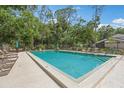 Community swimming pool area with ample lounge chairs for relaxing at 330 Woods Landing Trail, Oldsmar, FL 34677