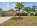 Charming single-Gathering home featuring a front yard, mature palm tree, and attached two-car garage at 11315 N Armenia Ave, Tampa, FL 33612