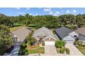 Aerial view of a well-maintained home with manicured lawn, landscaping and mature trees at 18631 Le Dauphine Pl, Lutz, FL 33558