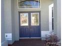 Close up showing charming blue double door entry with glass panes and transom window allowing natural light at 4512 River Overlook Dr, Valrico, FL 33596