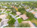 Expansive aerial shot showcasing a residential neighborhood with lush landscaping and well-maintained homes at 5812 Garden Lakes Majestic, Bradenton, FL 34203