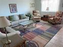 Cozy living room featuring comfortable seating, a glass coffee table, and a colorful rug at 8055 112Th St # 406, Seminole, FL 33772