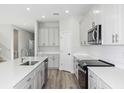 Contemporary kitchen showcases ample counter space, stainless appliances, and stylish cabinetry providing a great space at 10017 Surrey Rose Dr, San Antonio, FL 33576