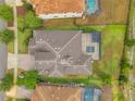 A birds eye view showing the pool and roof of this beautiful home with landscaping at 3326 Barbour Trl, Odessa, FL 33556