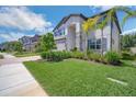 Landscaped front yard with vibrant green grass and mature landscaping at 10945 Sundrift Dr, Tampa, FL 33647