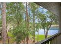 Screened balcony view showcasing the community's beautiful lake and surrounding trees, offering a serene outdoor space at 3399 Mermoor Dr # 301, Palm Harbor, FL 34685