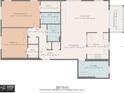 Detailed floor plan showcasing layout of living room, kitchen, bedrooms, bathrooms, and screened balcony at 6190 80Th N St # 411, St Petersburg, FL 33709