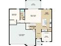 Layout of the first floor, including the foyer, kitchen, great room, and three-car garage at 1645 Longliner Loop, Wesley Chapel, FL 33543