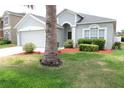 Well-maintained lawn with a mature palm tree in front of this appealing single story residence at 4633 Mapletree Loop, Wesley Chapel, FL 33544