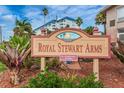 Royal Stewart Arms sign indicating a 55+ community with no pets allowed at 5 Gateshead Dr # 308, Dunedin, FL 34698
