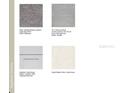 Selection of interior materials, including carpet, tile, quartz pebble and cabinets at 13556 Tropical Breeze Way, Hudson, FL 34669