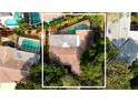 Aerial view of home featuring backyard pool, screened enclosure, and well-maintained landscaping at 3749 Mckay Creek Dr, Largo, FL 33770